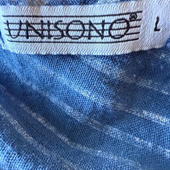 Unisono Blue White Striped Dress Women Large Lagenlook Pocket Artsy Boho Maxi - Picture 6 of 7